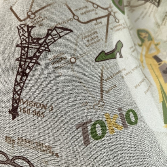 SCARF Sheer Charming Made Italy World Cities Whimsical Pattern Lightweight - Picture 5 of 12